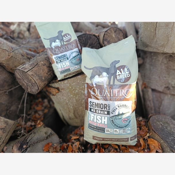 Quattro Super Premium No Grain All Breed Senior/diet, White Fish &amp; Krill 