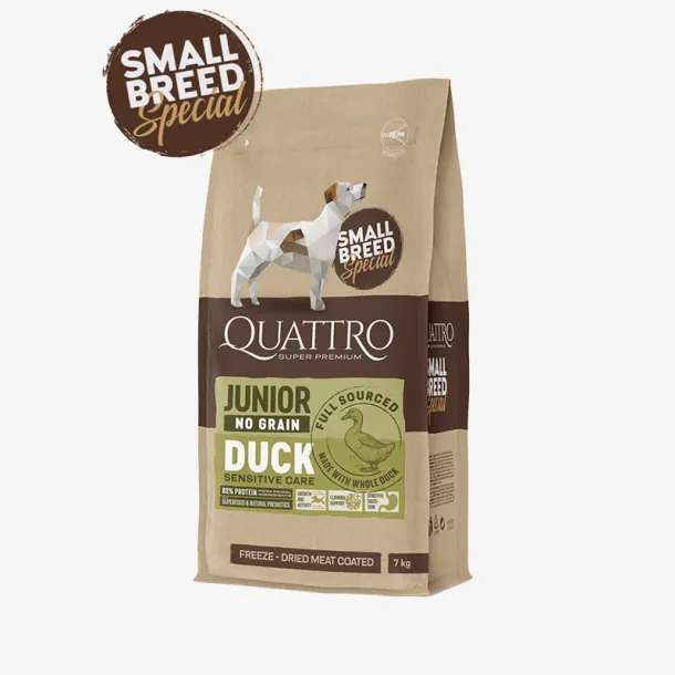 Quattro Super Premium No Grain Small Breed Junior, Duck